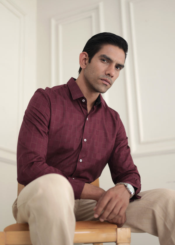 BARETT MAROON BOX COTTON SHIRT