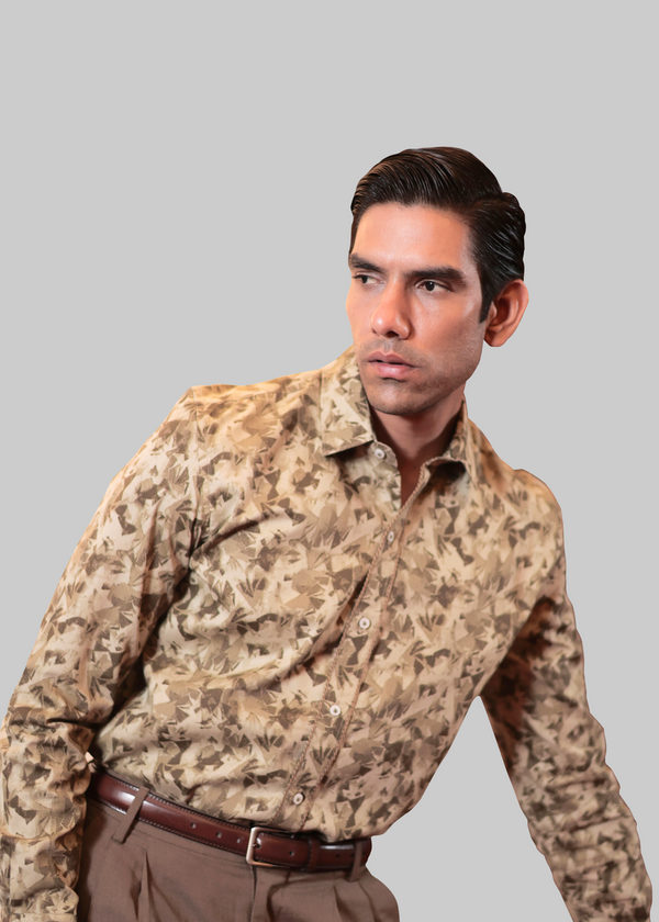 BARETT CAMOUFLAGE COTTON SHIRT OLIVE GREEN