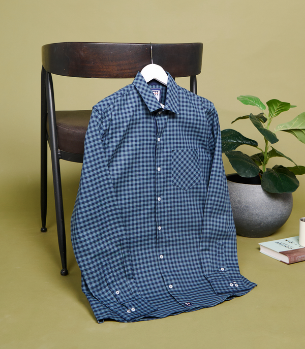 BARETT GEOMETRY COTTON CHECKERED BLUE