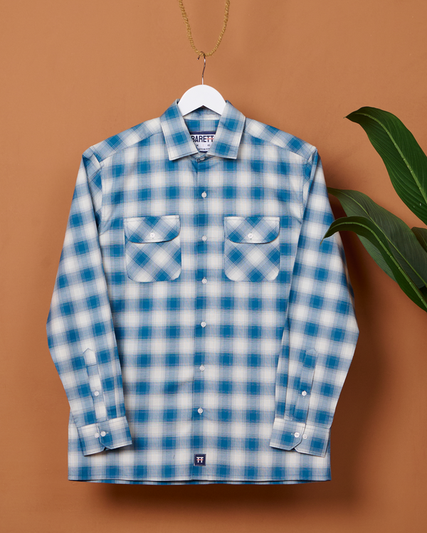 BARETT DUNE COTTON CHECKERED SHIRT BLUE